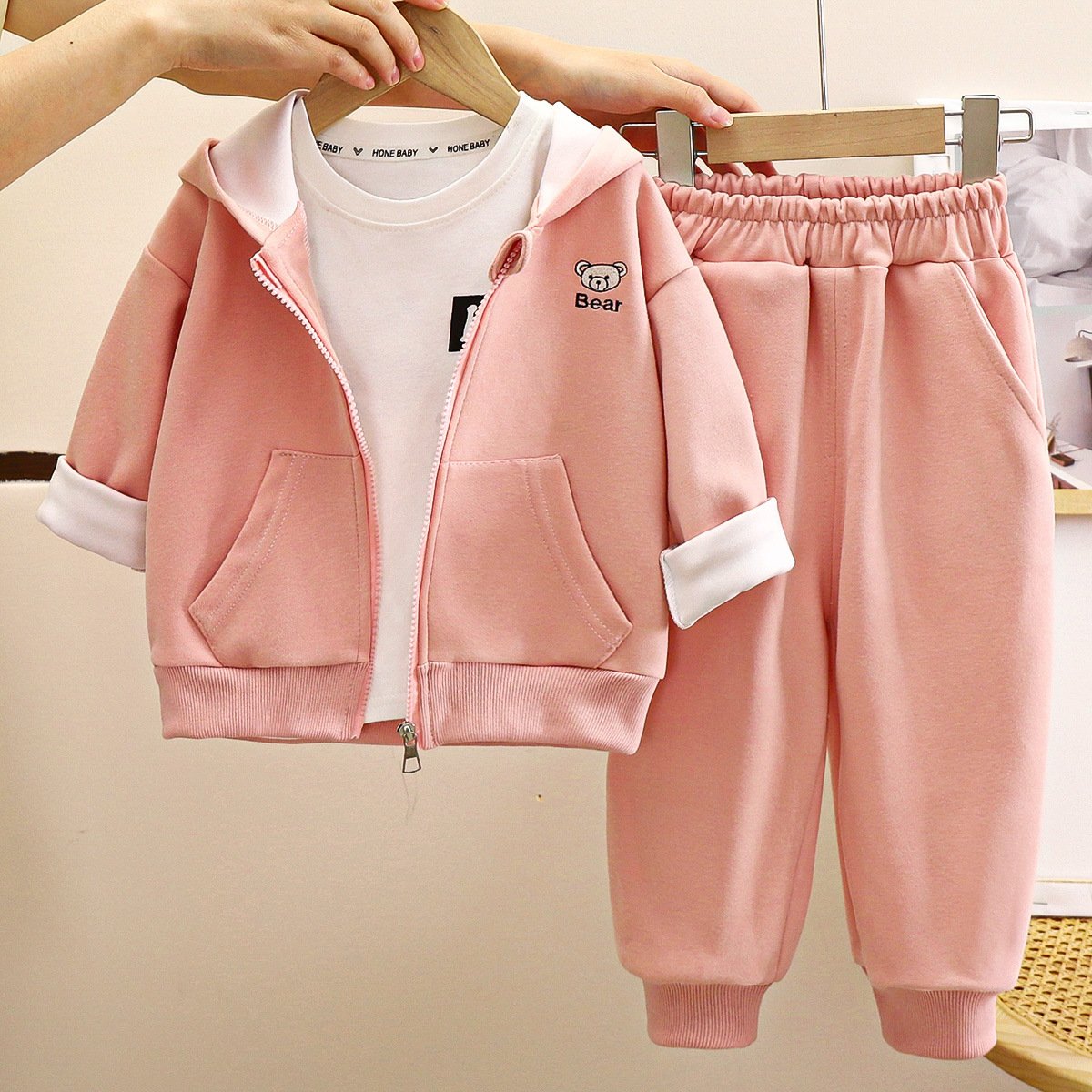 Wholesale Kids cotton jumper Sweatpants Clothing Boy Zipper Tracksuit Girl Jogger Suit Children sportswear hoodies clothes sets