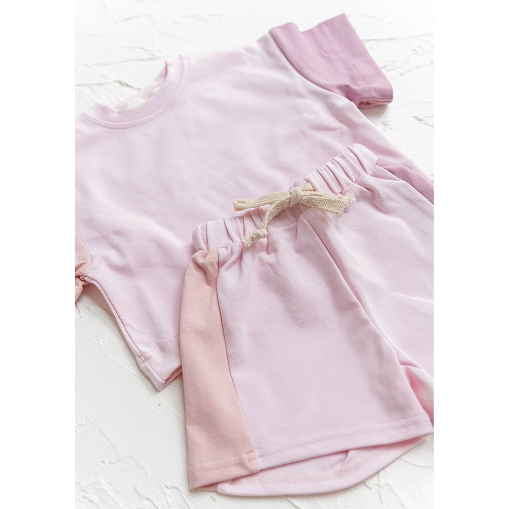 New Fashion Short Sleeve T Shirt Shorts Solid Color Block Boy Set 2 Piece Child Jogger Set