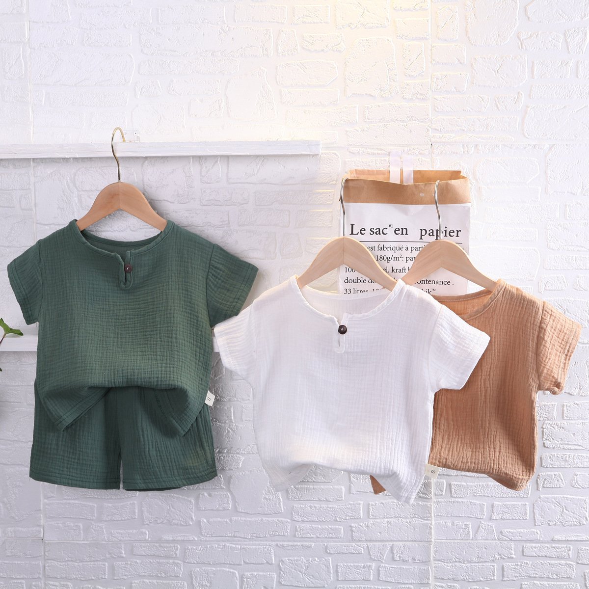 Wholesale Children's Clothing Summer Cotton Linen Breathable Short-Sleeved Suit Boys Clothing Sets