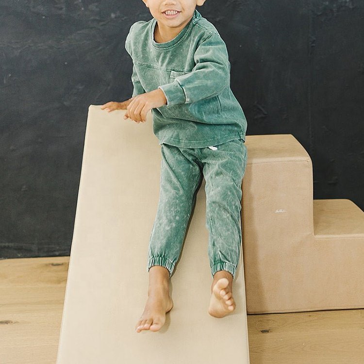 Hot selling acid wash set for baby boys soft cotton french terry clothing set for toddler