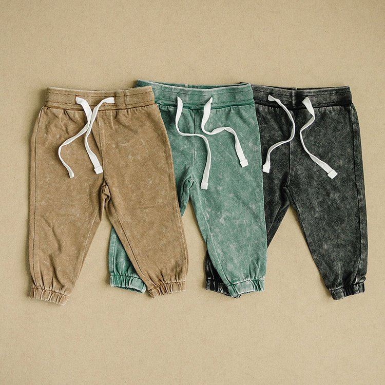 Hot selling acid wash set for baby boys soft cotton french terry clothing set for toddler