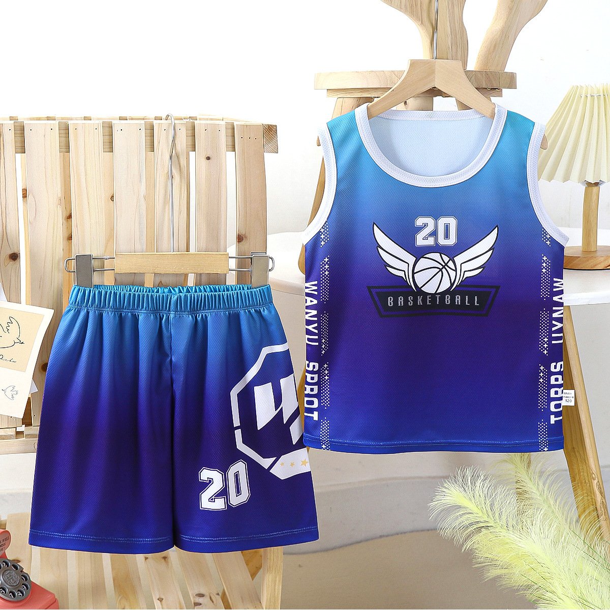 Summer Children's Wear Boys' Quick Dry Breathable Gradient Tank Top Two Piece Jersey Sports Training Jersey
