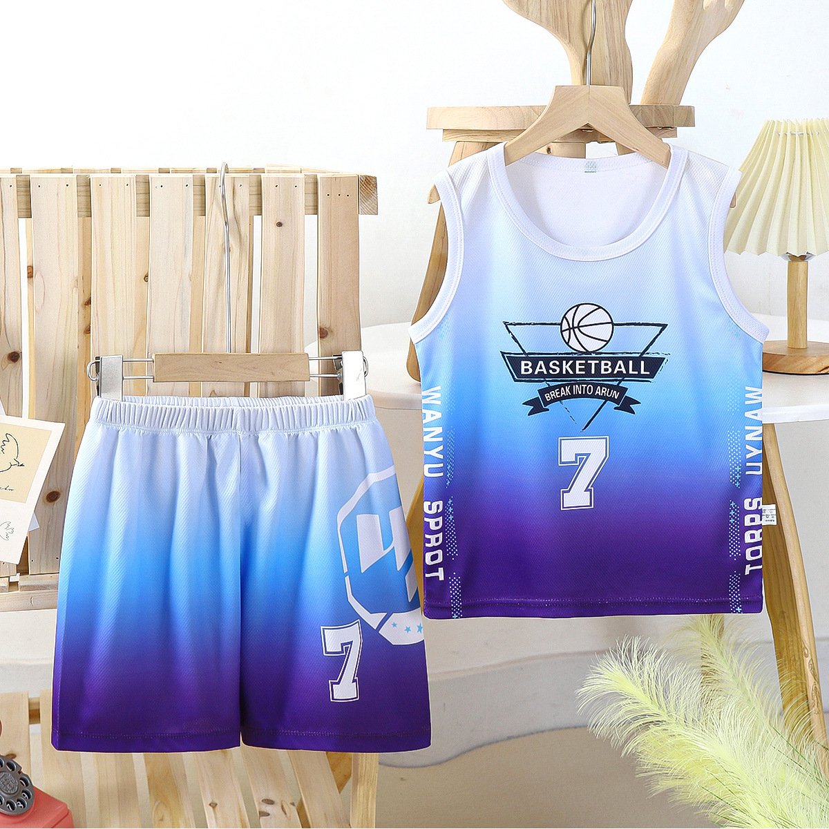 Summer Children's Wear Boys' Quick Dry Breathable Gradient Tank Top Two Piece Jersey Sports Training Jersey