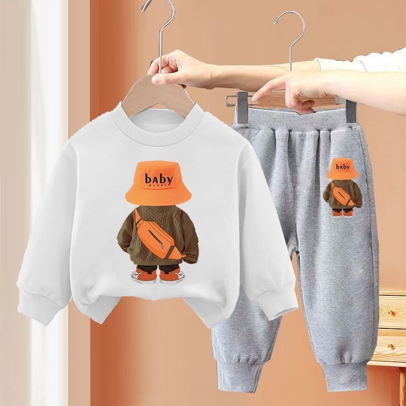Boys' Autumn Suit 2024 New Children's Sweater Fashionable Kids Spring and Autumn Hoodie Clothes Wholesale