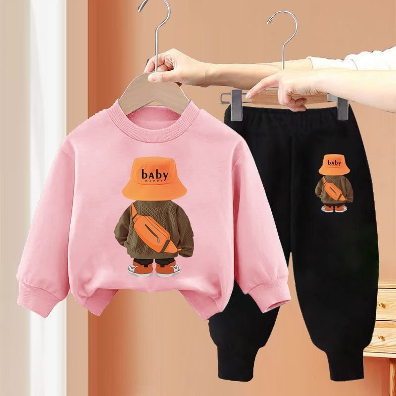 Boys' Autumn Suit 2024 New Children's Sweater Fashionable Kids Spring and Autumn Hoodie Clothes Wholesale