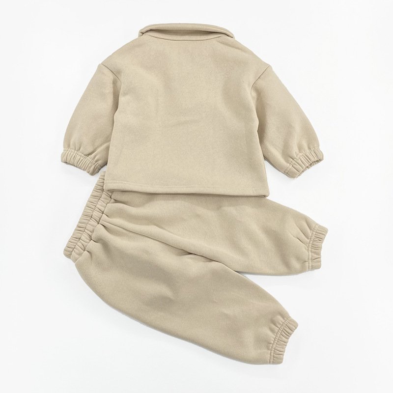 boutique Children's winter clothing suit for boys and girls stylish zipper sweater shirt elastic pants kids blush clothing set
