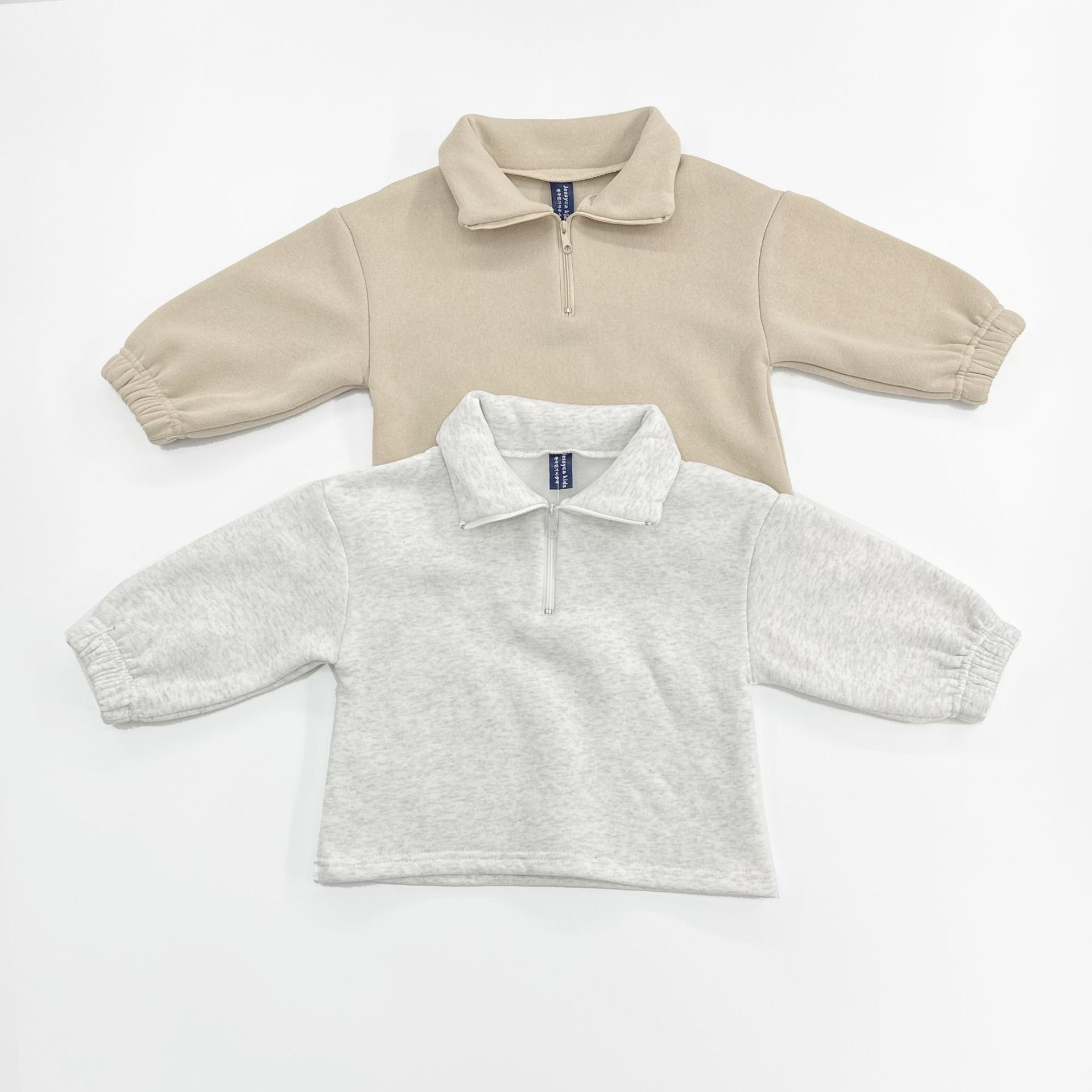 boutique Children's winter clothing suit for boys and girls stylish zipper sweater shirt elastic pants kids blush clothing set