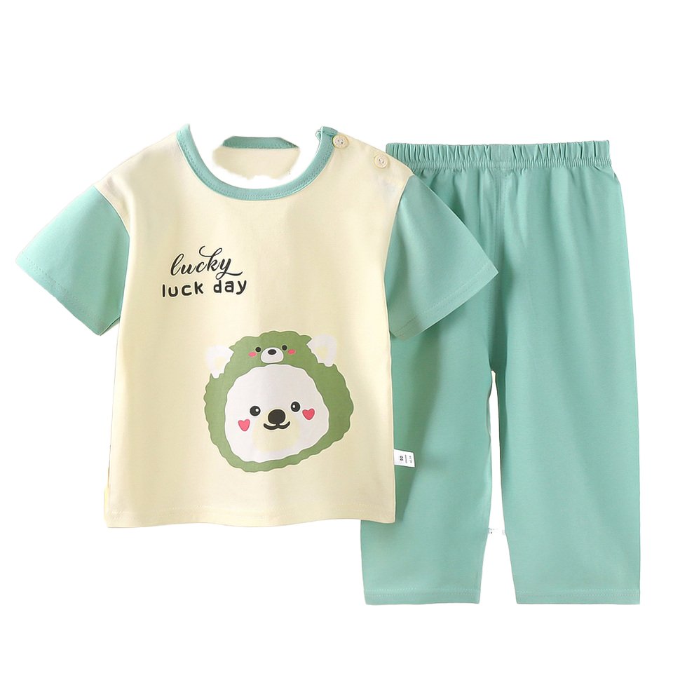Summer Cartoon Kids Pajamas Clothes Sets T-Shirt Tops Pants Suit for boys with Factory Price