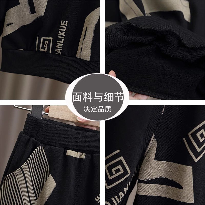 2024 New Boys Casual Spring Suit in Net Red Two-Piece Children Clothing with Short Sleeves Handsome Baby Street-Fried Clothes