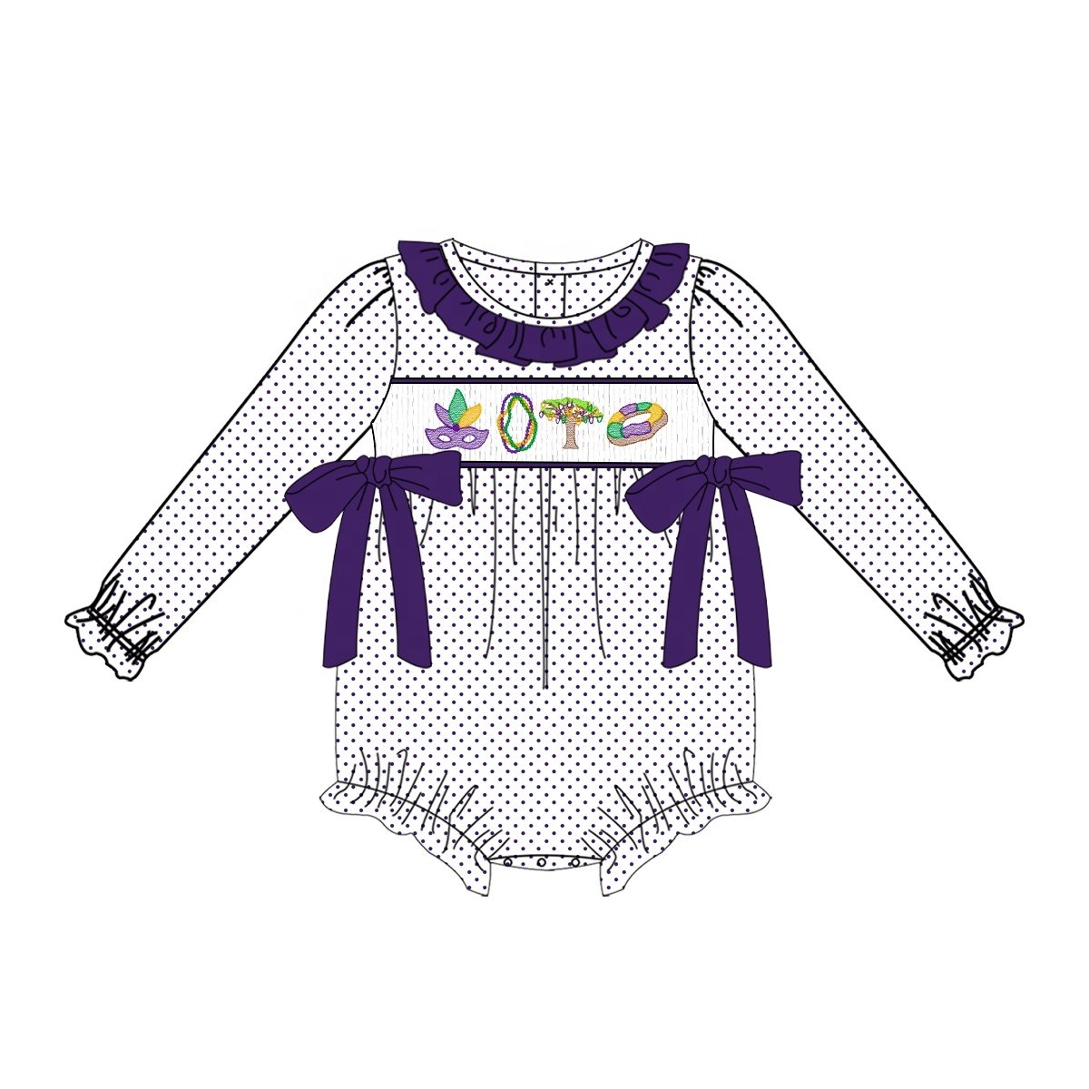 bulk orders kids clothes mardi gras boy smocked children clothing little boy clothing set with mardi gras hat embroidery
