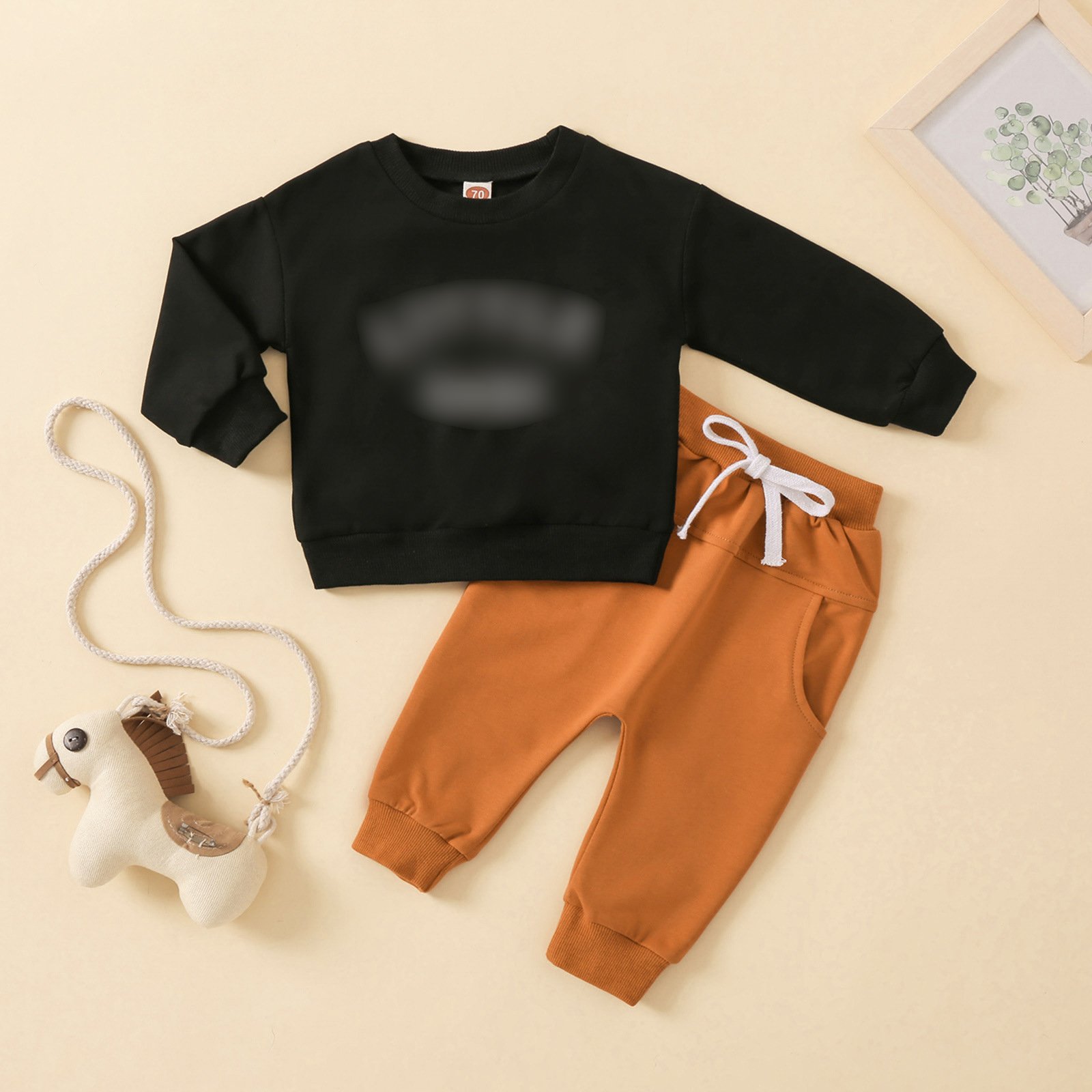 Wholesale Exquisite 70 to 110cm Letter Printed Kids Clothes Boy Long Sleeve Sweater Shirt Pants 2PCS Infant Baby Clothing Sets