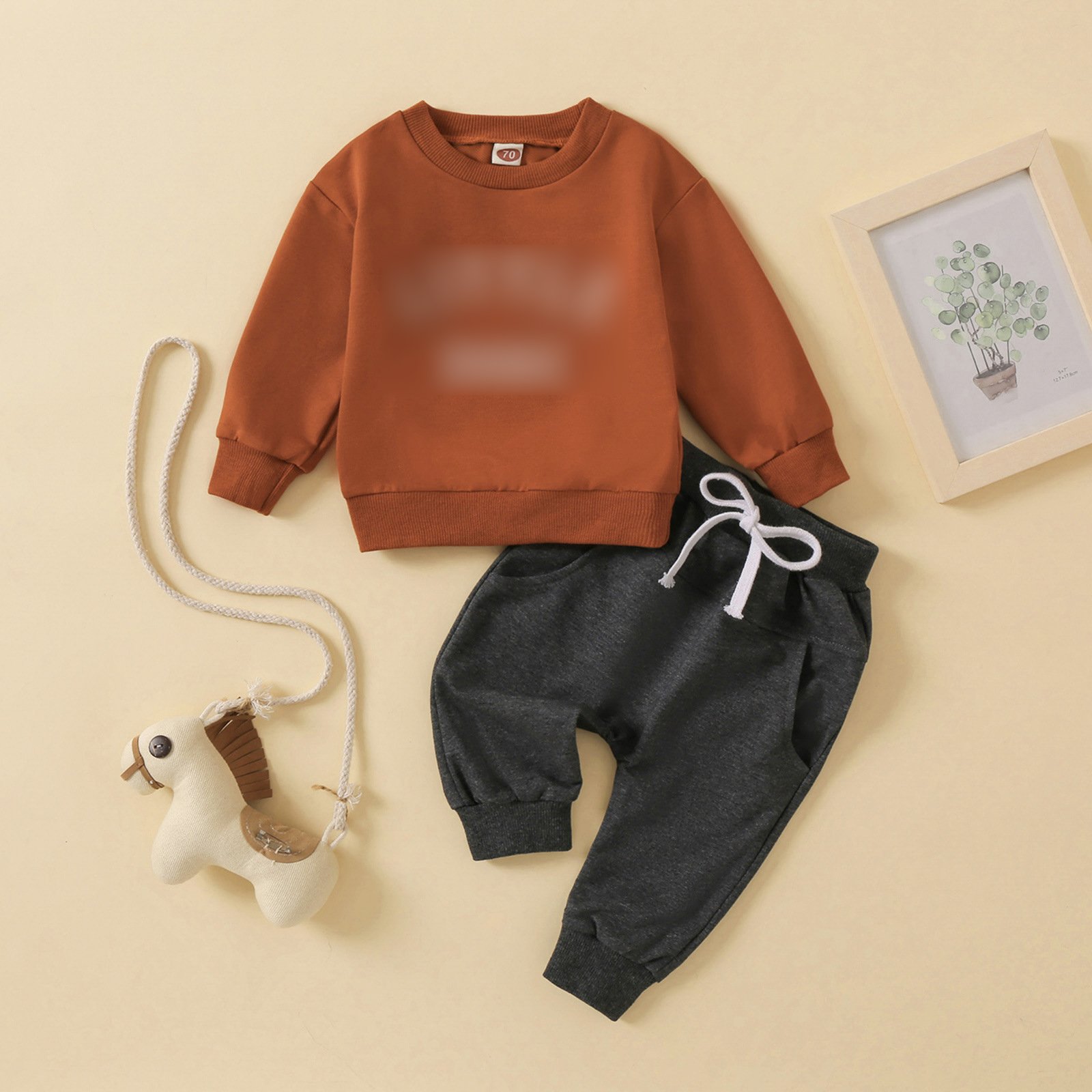 Wholesale Exquisite 70 to 110cm Letter Printed Kids Clothes Boy Long Sleeve Sweater Shirt Pants 2PCS Infant Baby Clothing Sets