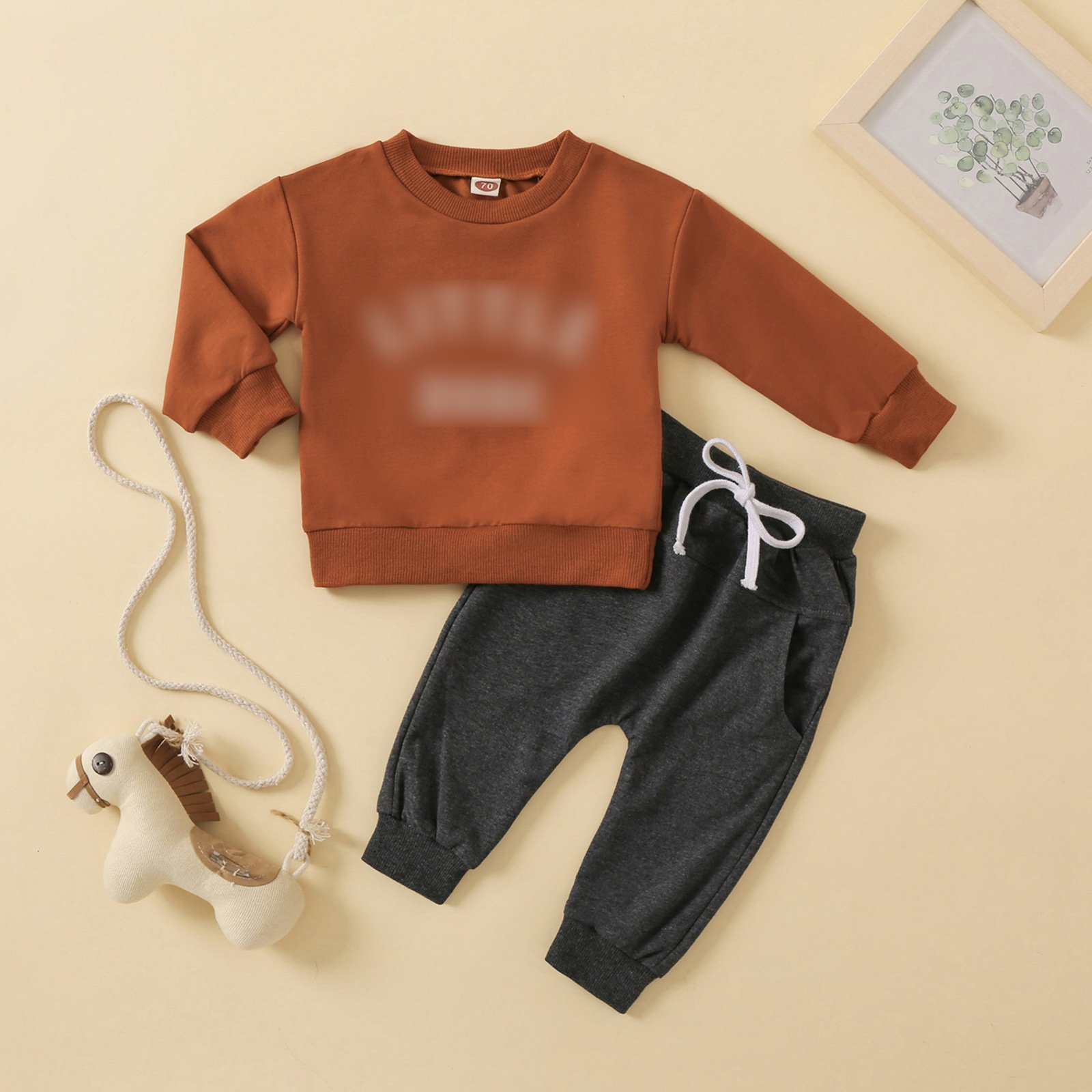 Wholesale Exquisite 70 to 110cm Letter Printed Kids Clothes Boy Long Sleeve Sweater Shirt Pants 2PCS Infant Baby Clothing Sets
