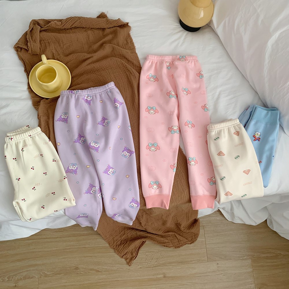 Purorigin children's fashion colorful pullover sweatshirt winter fleece-lined and thickened kids nightwear girls pajama set