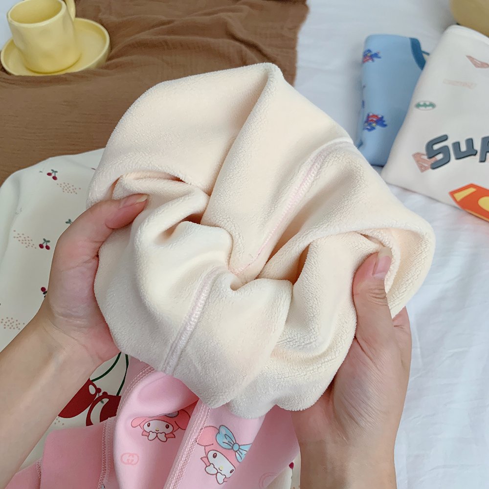 Purorigin children's fashion colorful pullover sweatshirt winter fleece-lined and thickened kids nightwear girls pajama set