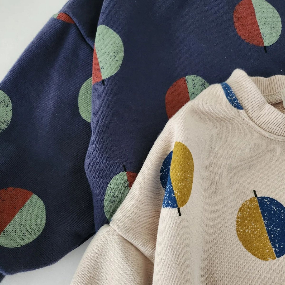 Autumn new design kids outdoor casual jogging hoodie set custom toddler baby neutral polka dot solid cotton pullover sweatshirt