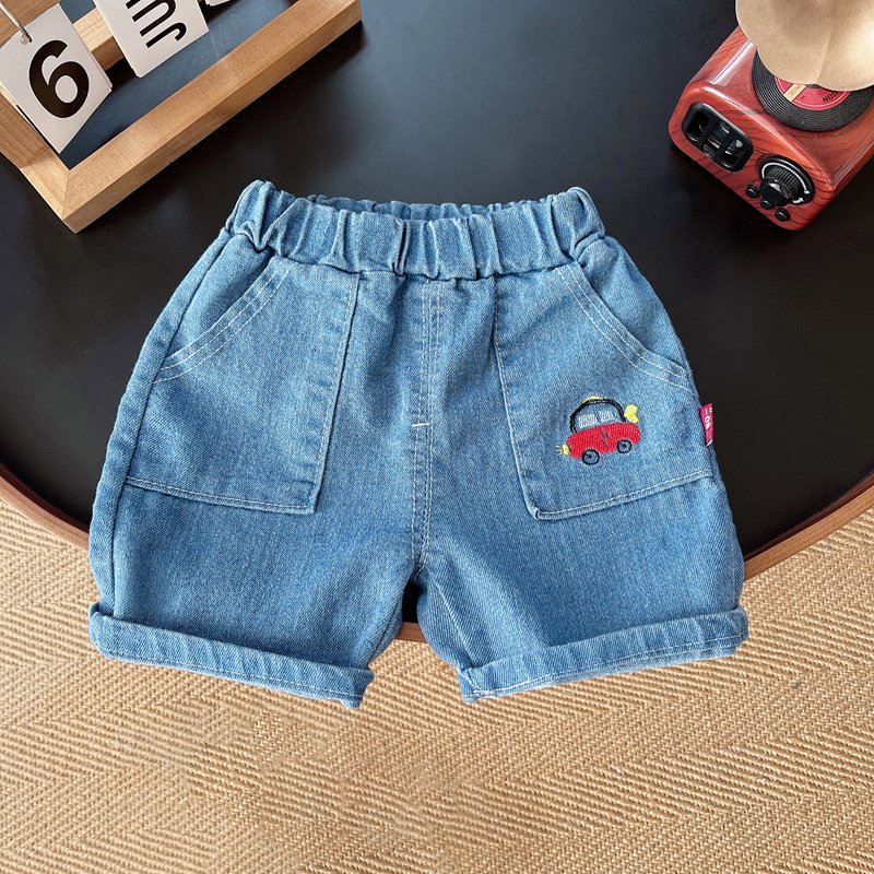 Newest Kids Summer Suits 2pcs Printed Shirt+Denim Shorts Casual Baby Boys Clothing Sets
