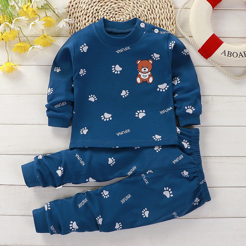 Wholesale Price 100% Pure Cotton Children Girls Boys Clothing Sets Baby Clothes Long Sleeve Suit Kids Pajamas sets