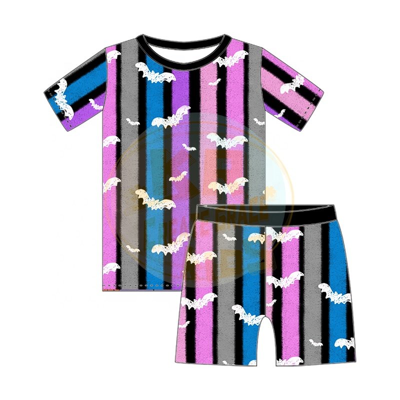 Wholesale 95% Bamboo 5% Spandex Toddler Sleepwear Girl Boy Short Sleeve Custom Clothes Newborn Bamboo Baby 2 Piece Set Pajamas