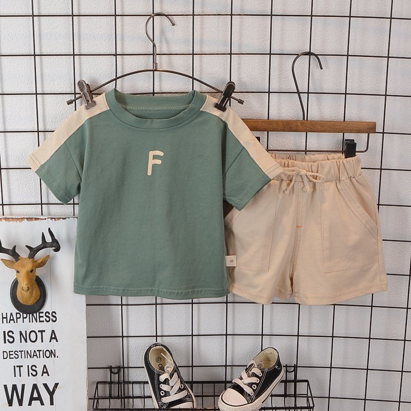 Fashion Design Boy Child Outfit Short Sleeve Baby Tshirt Wholesale Children Shorts Clothes Suit Cotton Kids Clothing Set