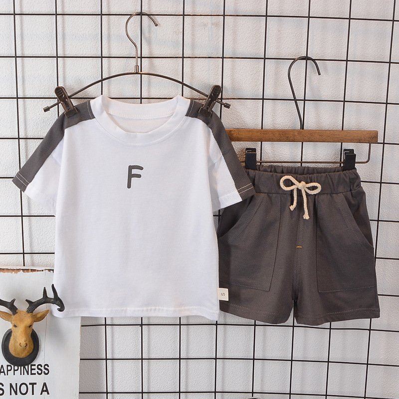 Fashion Design Boy Child Outfit Short Sleeve Baby Tshirt Wholesale Children Shorts Clothes Suit Cotton Kids Clothing Set