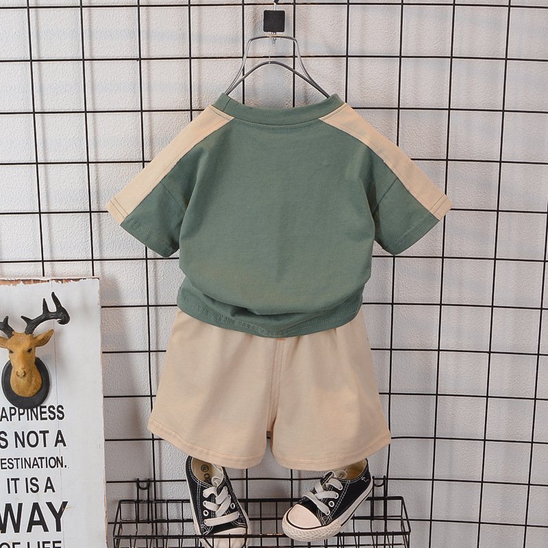 Fashion Design Boy Child Outfit Short Sleeve Baby Tshirt Wholesale Children Shorts Clothes Suit Cotton Kids Clothing Set