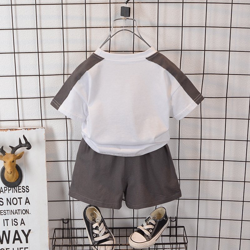 Fashion Design Boy Child Outfit Short Sleeve Baby Tshirt Wholesale Children Shorts Clothes Suit Cotton Kids Clothing Set