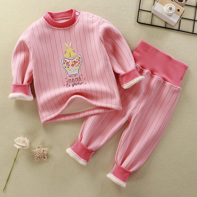 Autumn and Winter Plus Size Boys Clothing Set Velvet Underwear Pajamas with Sewing Shoulder Buckle Comfortable Baby Clothes