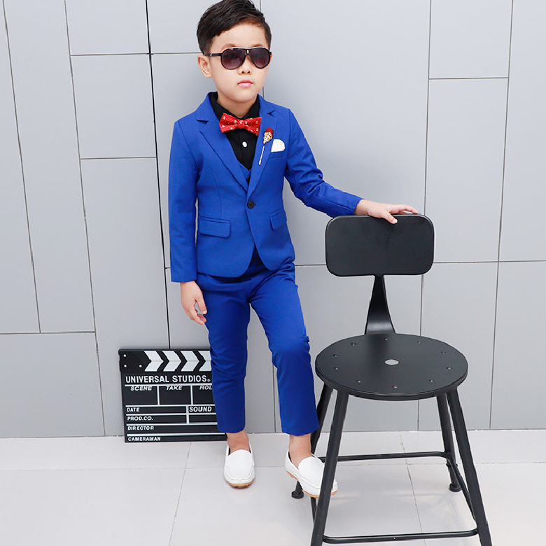 2023 New Boys Formal Wedding Party Suits Sets Children Blazer Vest pants Tie 4PCS Clothing Sets Kids Performances Dress Costume
