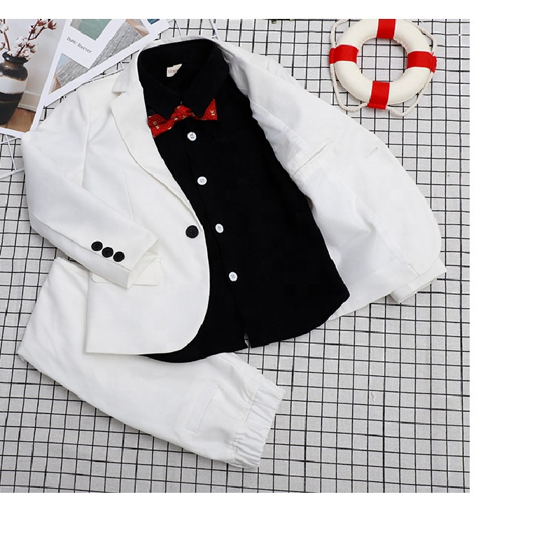2023 New Boys Formal Wedding Party Suits Sets Children Blazer Vest pants Tie 4PCS Clothing Sets Kids Performances Dress Costume
