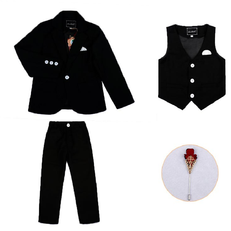 2023 New Boys Formal Wedding Party Suits Sets Children Blazer Vest pants Tie 4PCS Clothing Sets Kids Performances Dress Costume