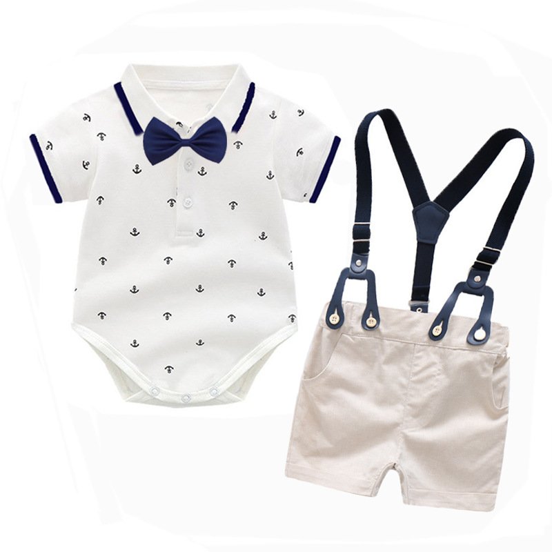 Wholesale Baby Boy Clothes 912 Months Baby Set Dress With Bow Hat Romper Infant Baby Boys Clothing Sets