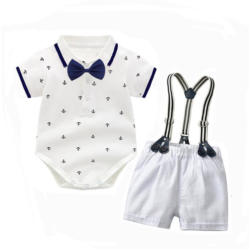 Wholesale Baby Boy Clothes 912 Months Baby Set Dress With Bow Hat Romper Infant Baby Boys Clothing Sets