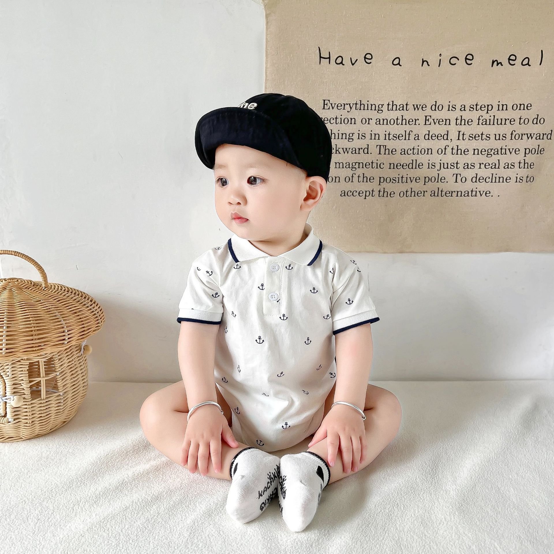 Wholesale Baby Boy Clothes 912 Months Baby Set Dress With Bow Hat Romper Infant Baby Boys Clothing Sets