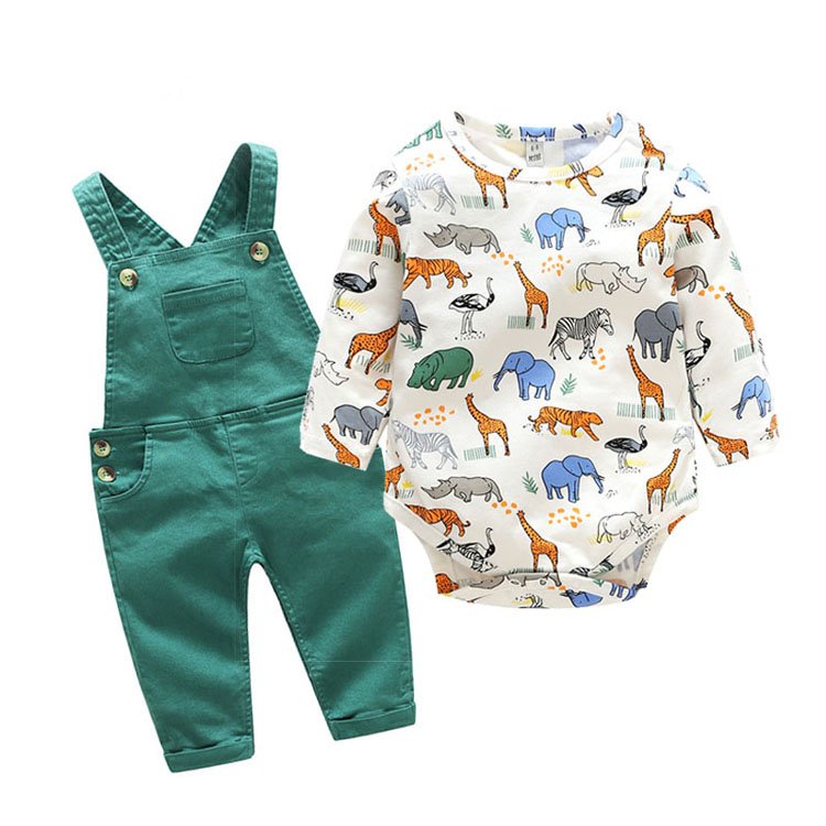 2023 Top 2psc 5psc Boys Dungarees Kids Toddler Set Summer Children Baby Boy Long Sleeves Romper Pants Newborn Shoes Socks Hat