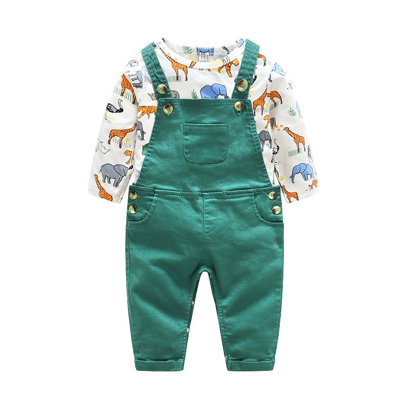 2023 Top 2psc 5psc Boys Dungarees Kids Toddler Set Summer Children Baby Boy Long Sleeves Romper Pants Newborn Shoes Socks Hat