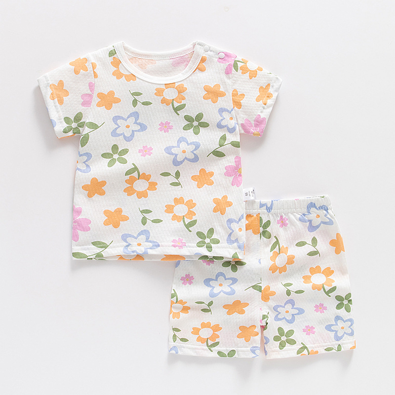 Children'S Sports Suit Baby Girl Summer Children'S Clothing Tops Young Boy Short-Sleeved 1 Year Old 3 Summer Shorts Baby Clothes