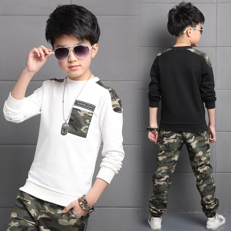 New style children's suit spring autumn suit camouflage boys casual clothes sports two-piece set