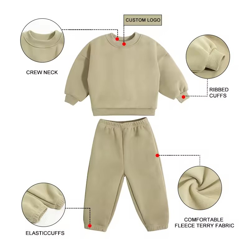 Custom 2024 Winter Autumn Sweatshirt Jogger Set Kids aged 2-12 Kids Elastic Pullover Two Pieces kids tracksuits girls and boys