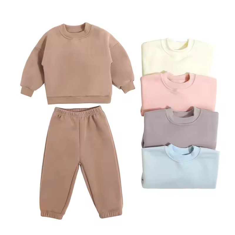 Custom 2024 Winter Autumn Sweatshirt Jogger Set Kids aged 2-12 Kids Elastic Pullover Two Pieces kids tracksuits girls and boys