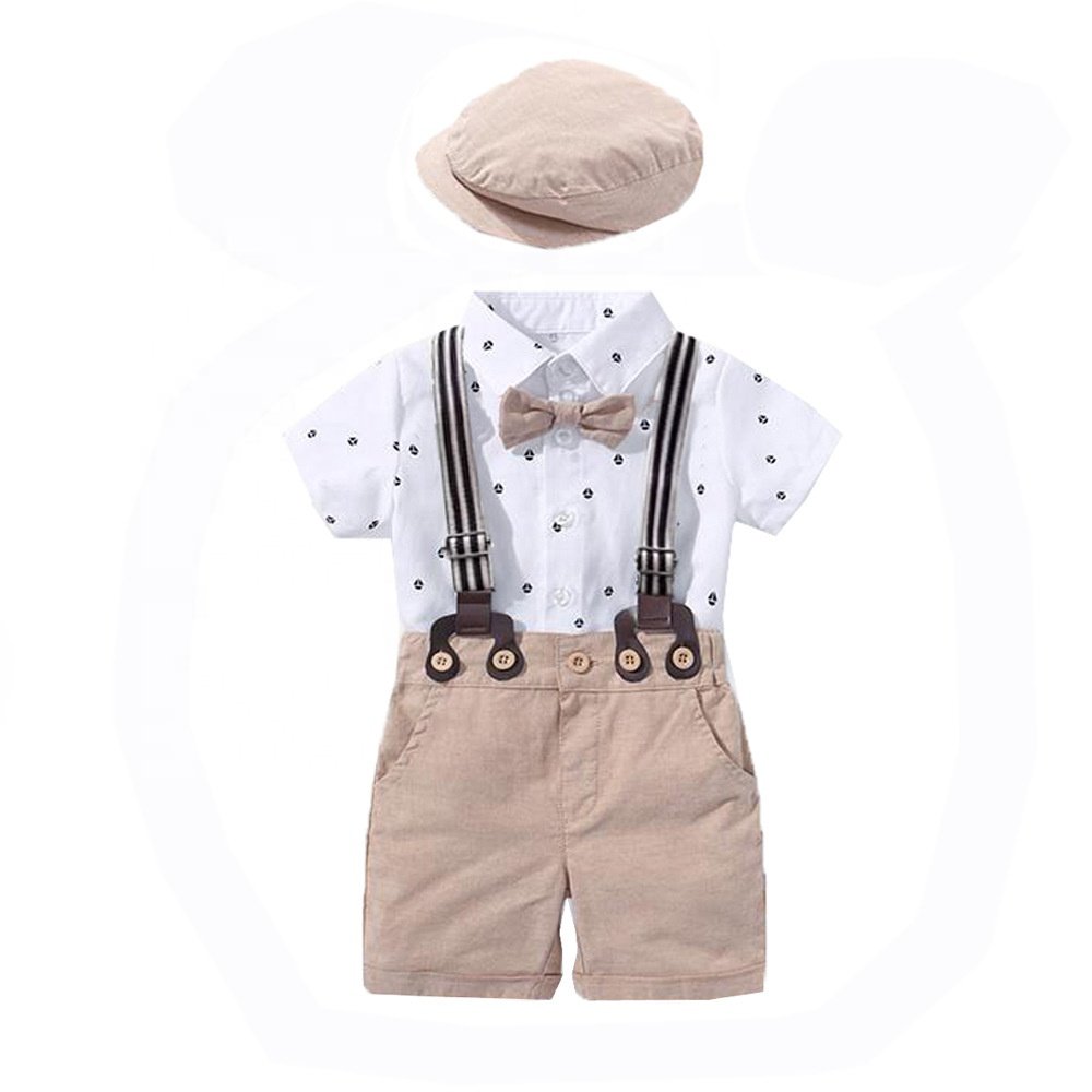 Baby Boys Clothing Set Infant Gentleman Outfit Romper Top + Shorts Baptism Wedding Birthday Kids Summer Clothes Gentleman Suit