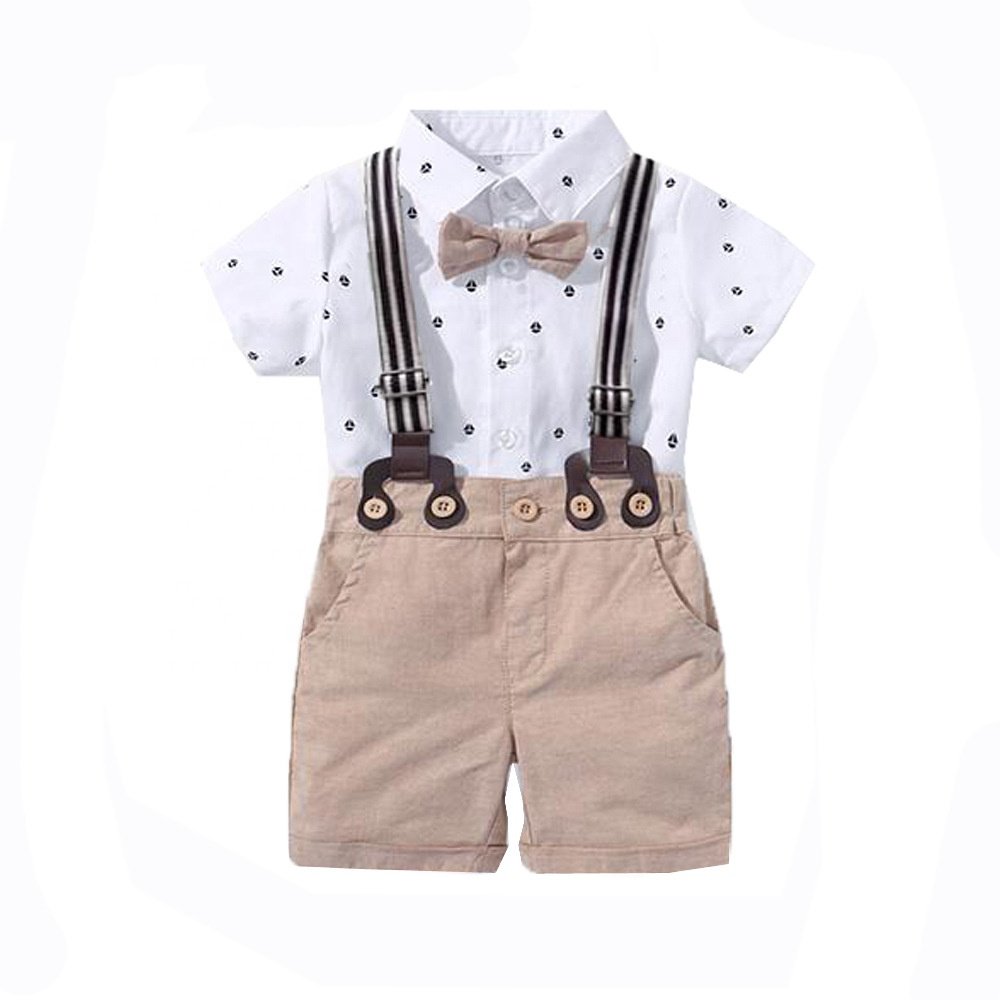 Baby Boys Clothing Set Infant Gentleman Outfit Romper Top + Shorts Baptism Wedding Birthday Kids Summer Clothes Gentleman Suit