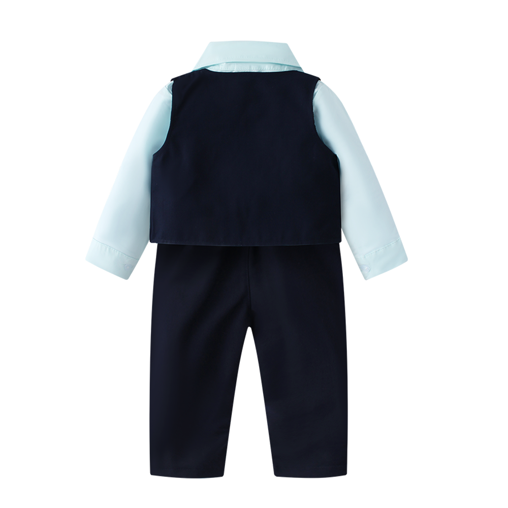 3 6 years Boy Formal Vest Suit Little Man Cotton Long Sleeve Bow Tie Shirt and Suspender Pants Children Outfit Boys Clothing Set