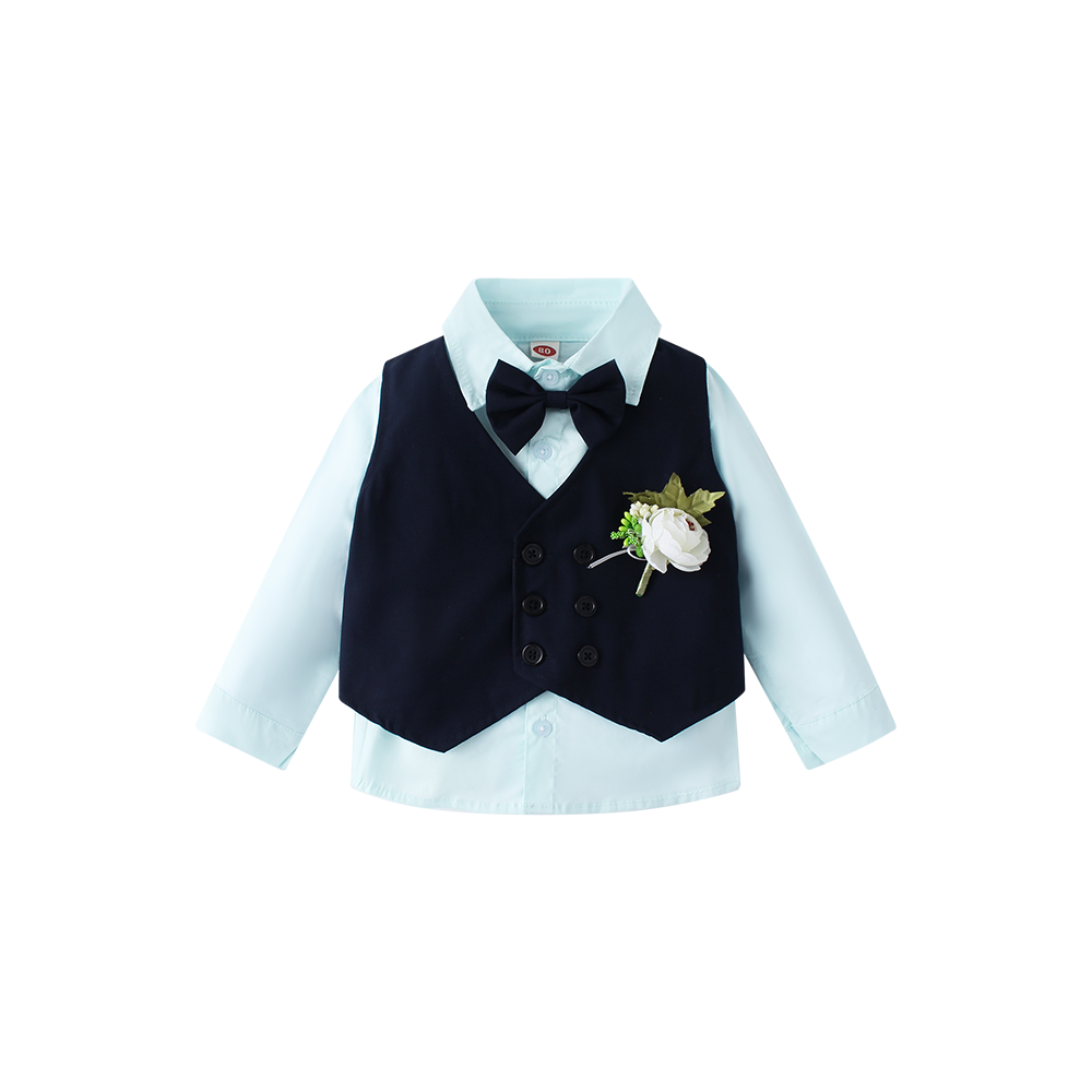 3 6 years Boy Formal Vest Suit Little Man Cotton Long Sleeve Bow Tie Shirt and Suspender Pants Children Outfit Boys Clothing Set