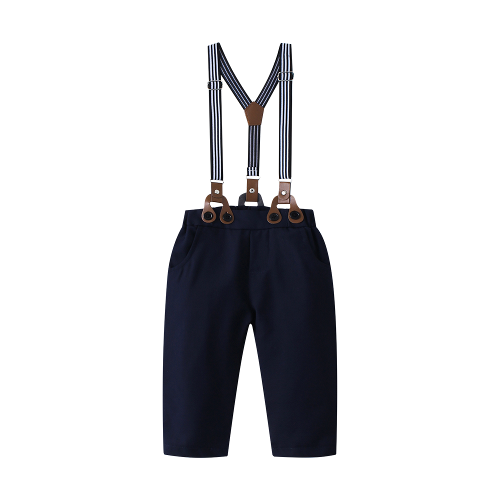 3 6 years Boy Formal Vest Suit Little Man Cotton Long Sleeve Bow Tie Shirt and Suspender Pants Children Outfit Boys Clothing Set