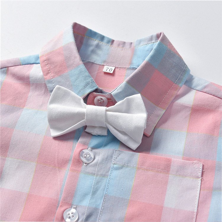 SUM46 2021 Children Clothing Suit Summer Gentleman Mother Baby Boy Clothes Kids Cotton Short Sleeve Clothing Set Outfits