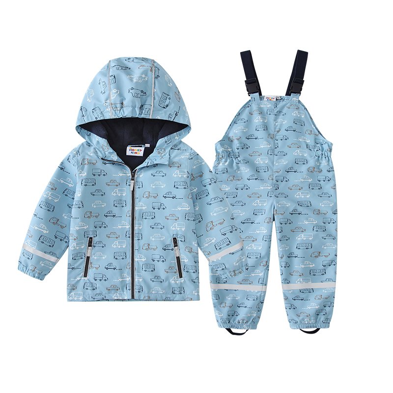 2024 Boys clothing Set, Boys Hooded Jacket and Waterproof Rainpants, Cartoon Printed Jacket, Printed kids Pants,kids rain suit