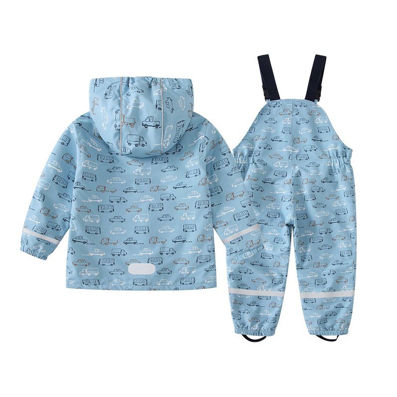 2024 Boys clothing Set, Boys Hooded Jacket and Waterproof Rainpants, Cartoon Printed Jacket, Printed kids Pants,kids rain suit