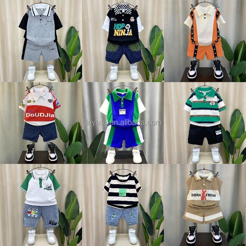 Children's summer clothing set 2024 two-piece children's clothing short sleeved shorts children's and boy's clothing set