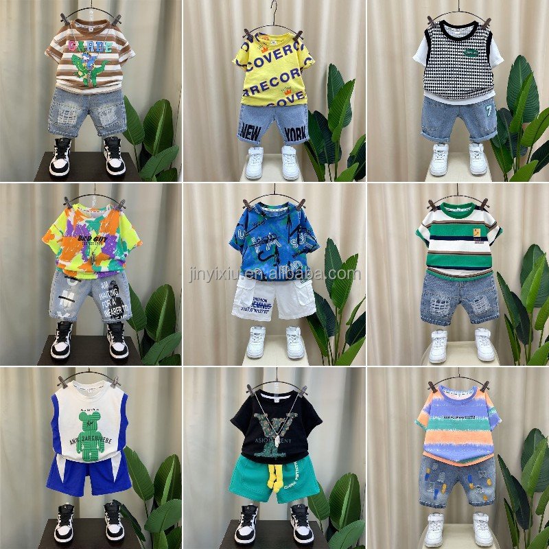 Children's summer clothing set 2024 two-piece children's clothing short sleeved shorts children's and boy's clothing set